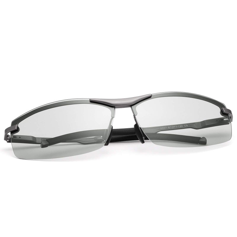 YIMI Men's photochromic lenses Polarized Driving Sunglasses transition safety Eyewear Day and Night Vision Glasses For Women (photochromic/Gun Frame Black lens) - Image 1
